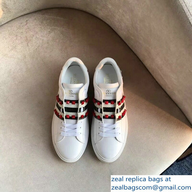 Valentino Red Stud Web Lovers Sneakers White 2018