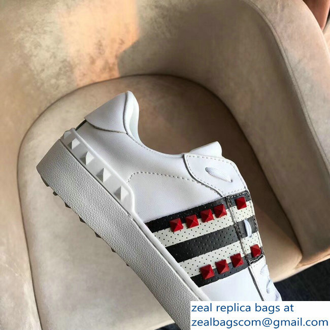 Valentino Red Stud Web Lovers Sneakers White 2018 - Click Image to Close