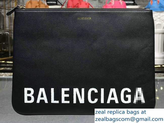 Balenciag Front Logo Ville Pouch Clutch Bag Black 2018 - Click Image to Close