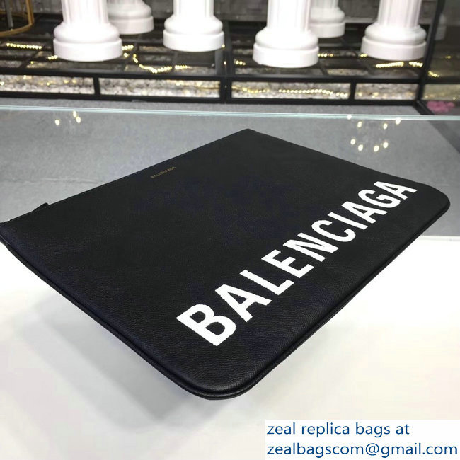 Balenciag Front Logo Ville Pouch Clutch Bag Black 2018