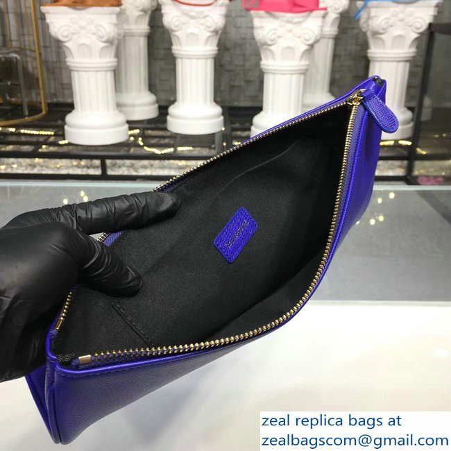 Balenciag Front Logo Ville Pouch Clutch Bag Blue 2018