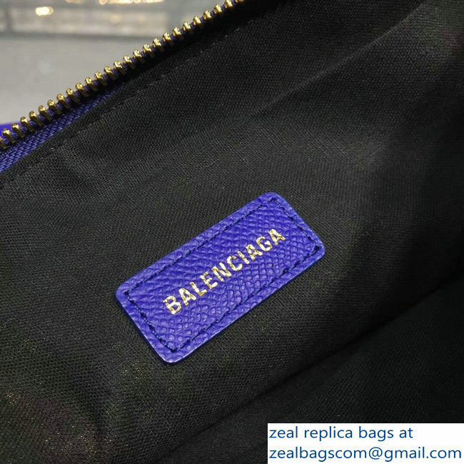 Balenciag Front Logo Ville Pouch Clutch Bag Blue 2018 - Click Image to Close