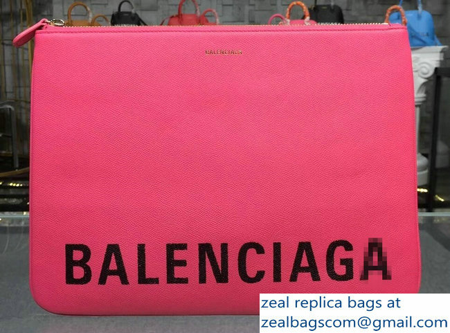 Balenciag Front Logo Ville Pouch Clutch Bag Pink 2018