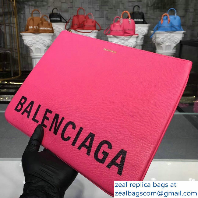 Balenciag Front Logo Ville Pouch Clutch Bag Pink 2018 - Click Image to Close