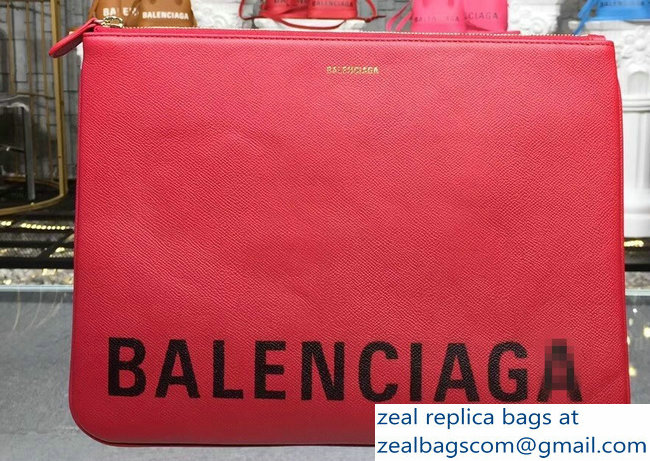 Balenciag Front Logo Ville Pouch Clutch Bag Red 2018