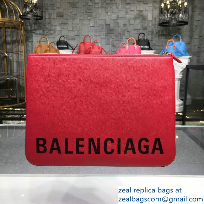 Balenciag Front Logo Ville Pouch Clutch Bag Red 2018