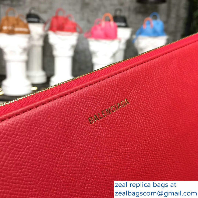 Balenciag Front Logo Ville Pouch Clutch Bag Red 2018 - Click Image to Close