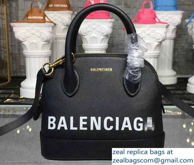 Balenciag Front Logo Ville Top Handle Mini Bag Black 2018 - Click Image to Close