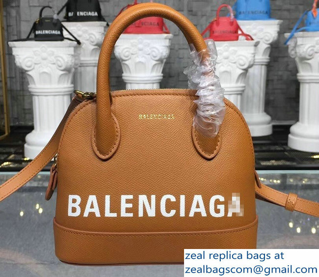 Balenciag Front Logo Ville Top Handle Mini Bag Brown 2018 - Click Image to Close