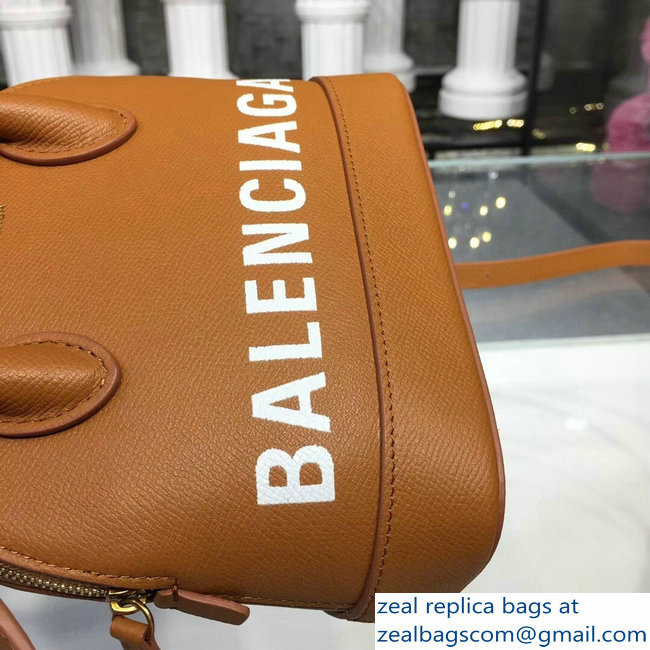 Balenciag Front Logo Ville Top Handle Mini Bag Brown 2018 - Click Image to Close