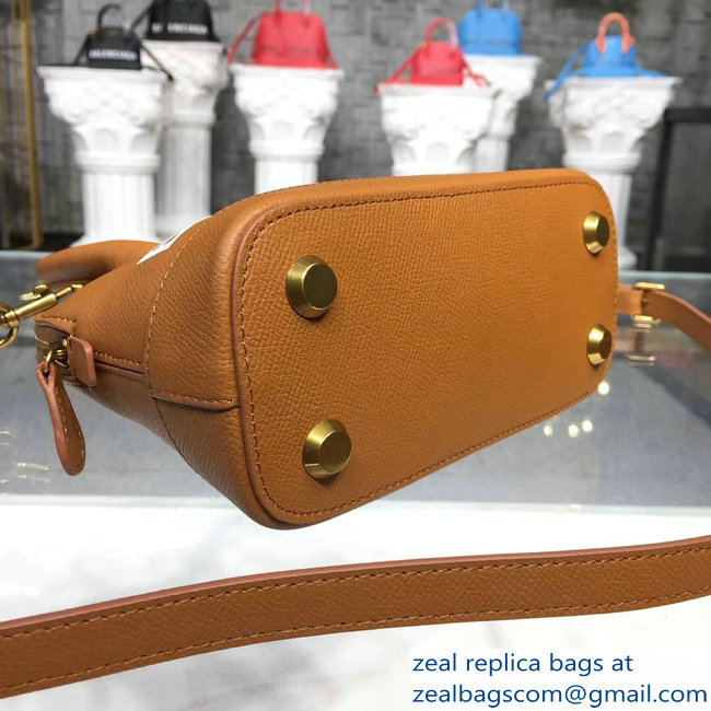 Balenciag Front Logo Ville Top Handle Mini Bag Brown 2018 - Click Image to Close