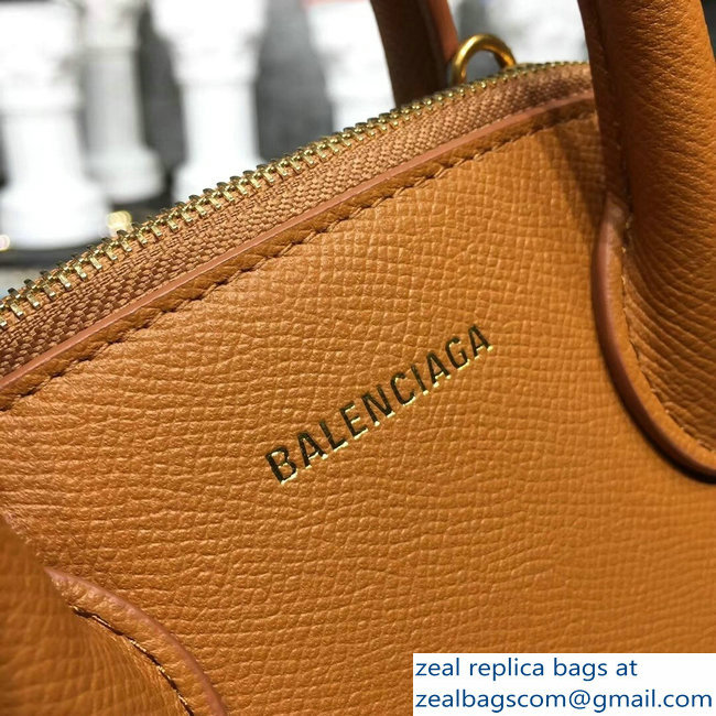 Balenciag Front Logo Ville Top Handle Mini Bag Brown 2018 - Click Image to Close