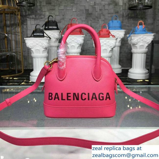 Balenciag Front Logo Ville Top Handle Mini Bag Pink 2018 - Click Image to Close