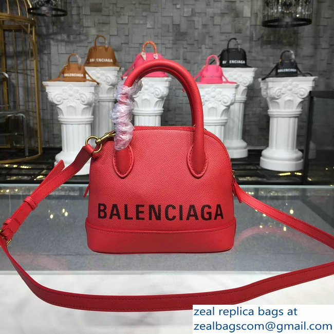 Balenciag Front Logo Ville Top Handle Mini Bag Red 2018 - Click Image to Close