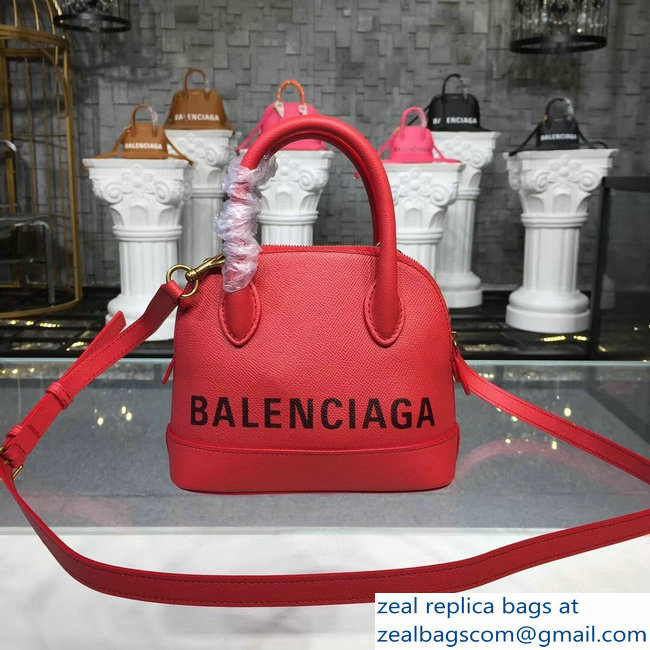 Balenciag Front Logo Ville Top Handle Mini Bag Red 2018