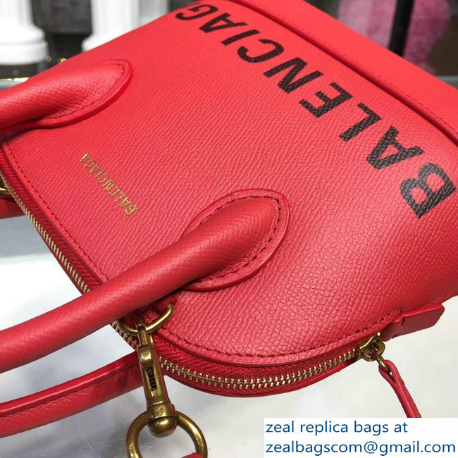 Balenciag Front Logo Ville Top Handle Mini Bag Red 2018