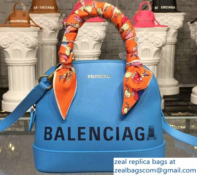 Balenciag Front Logo Ville Top Handle Mini Bag Sky Blue 2018