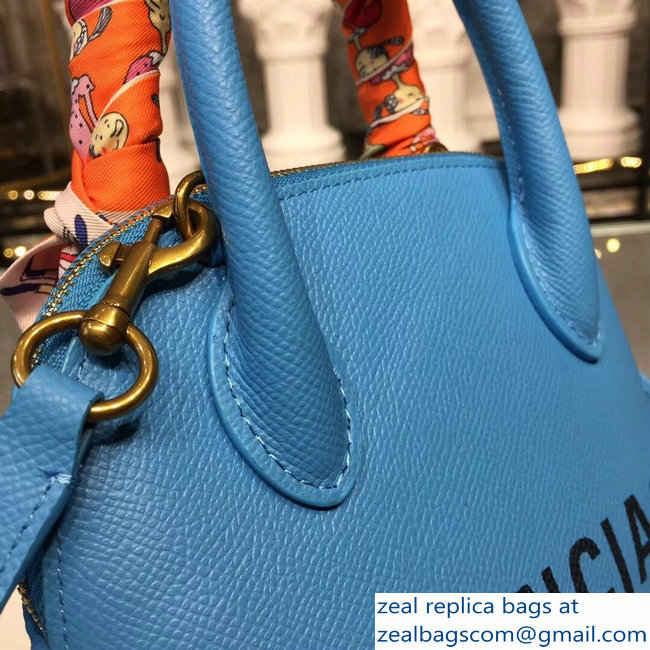 Balenciag Front Logo Ville Top Handle Mini Bag Sky Blue 2018 - Click Image to Close