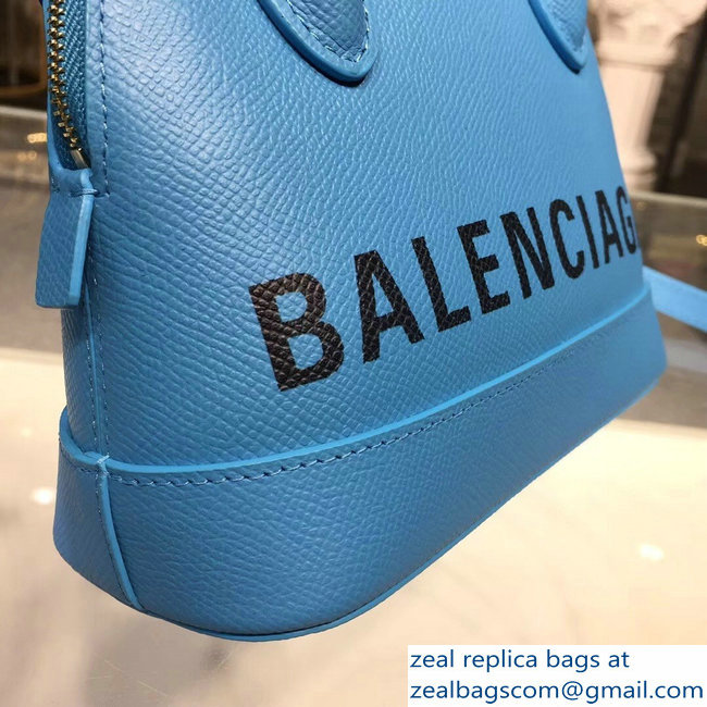 Balenciag Front Logo Ville Top Handle Mini Bag Sky Blue 2018