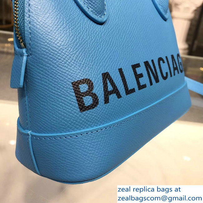 Balenciag Front Logo Ville Top Handle Mini Bag Sky Blue 2018 - Click Image to Close