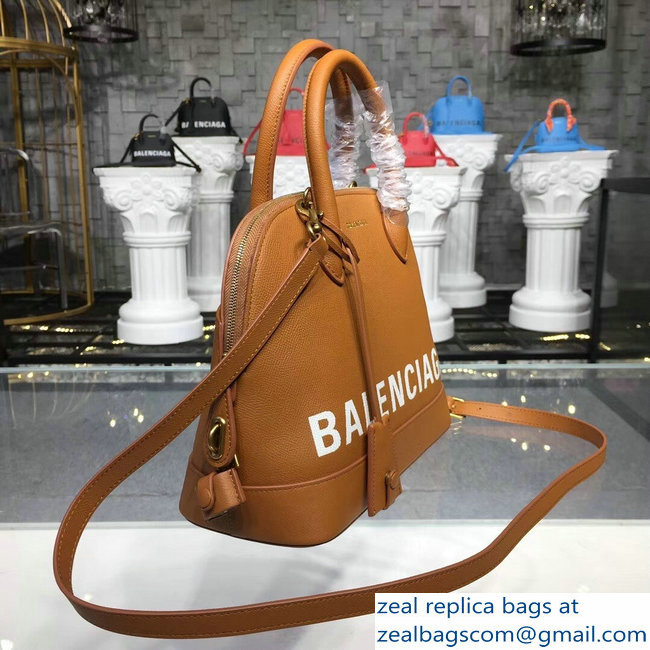 Balenciag Front Logo Ville Top Handle Small Bag Brown 2018