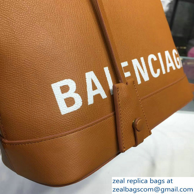 Balenciag Front Logo Ville Top Handle Small Bag Brown 2018 - Click Image to Close