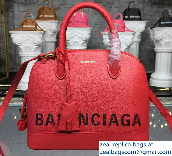 Balenciag Front Logo Ville Top Handle Small Bag Red 2018