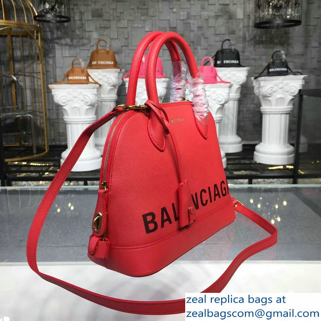 Balenciag Front Logo Ville Top Handle Small Bag Red 2018