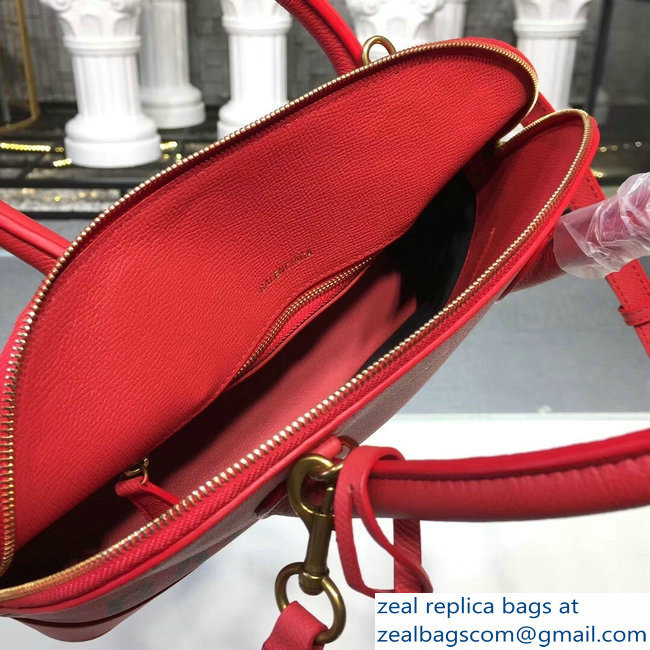 Balenciag Front Logo Ville Top Handle Small Bag Red 2018