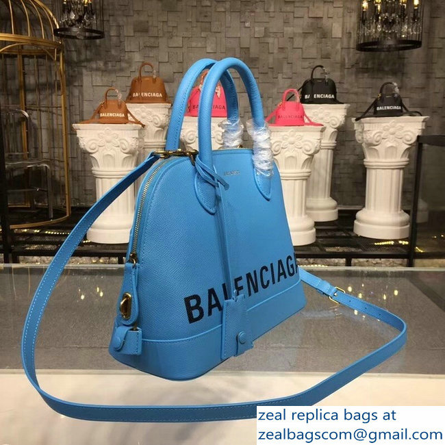 Balenciag Front Logo Ville Top Handle Small Bag Sky Blue 2018 - Click Image to Close