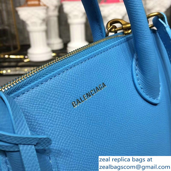 Balenciag Front Logo Ville Top Handle Small Bag Sky Blue 2018 - Click Image to Close