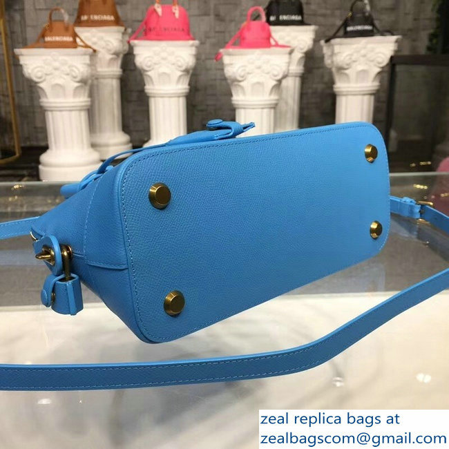 Balenciag Front Logo Ville Top Handle Small Bag Sky Blue 2018