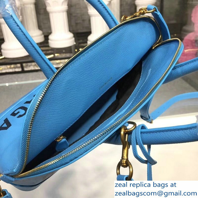 Balenciag Front Logo Ville Top Handle Small Bag Sky Blue 2018