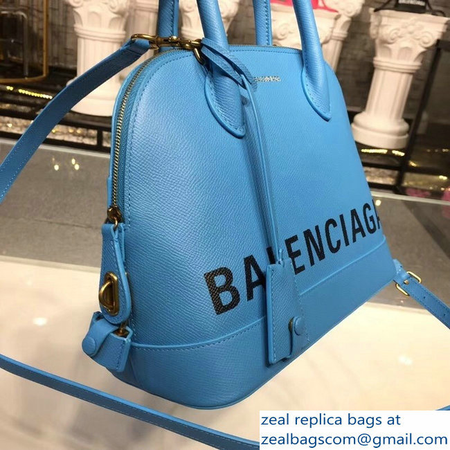 Balenciag Front Logo Ville Top Handle Small Bag Sky Blue 2018