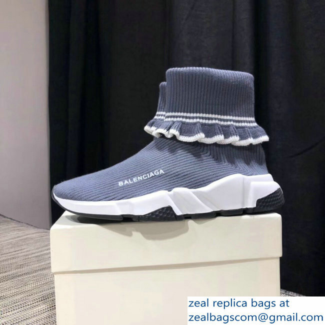 Balenciaga Knit Sock Speed Trainers Lovers Sneakers Cuffed Gray 2018 - Click Image to Close