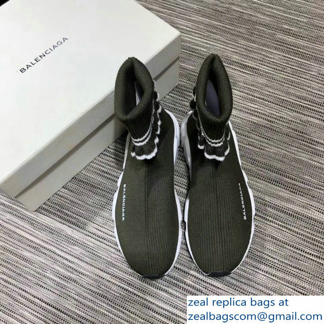 Balenciaga Knit Sock Speed Trainers Lovers Sneakers Cuffed Green 2018 - Click Image to Close