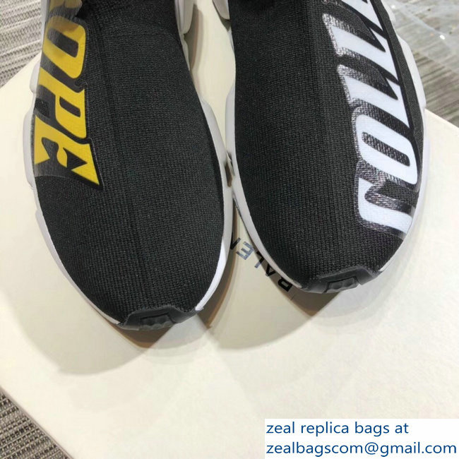 Balenciaga Knit Sock Speed Trainers Lovers Sneakers Europe Black 2018 - Click Image to Close