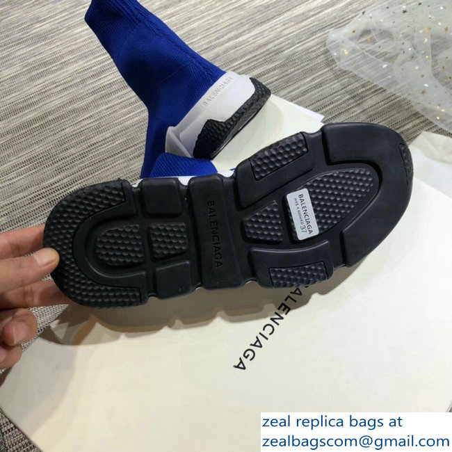 Balenciaga Knit Sock Speed Trainers Lovers Sneakers Europe Blue 2018 - Click Image to Close