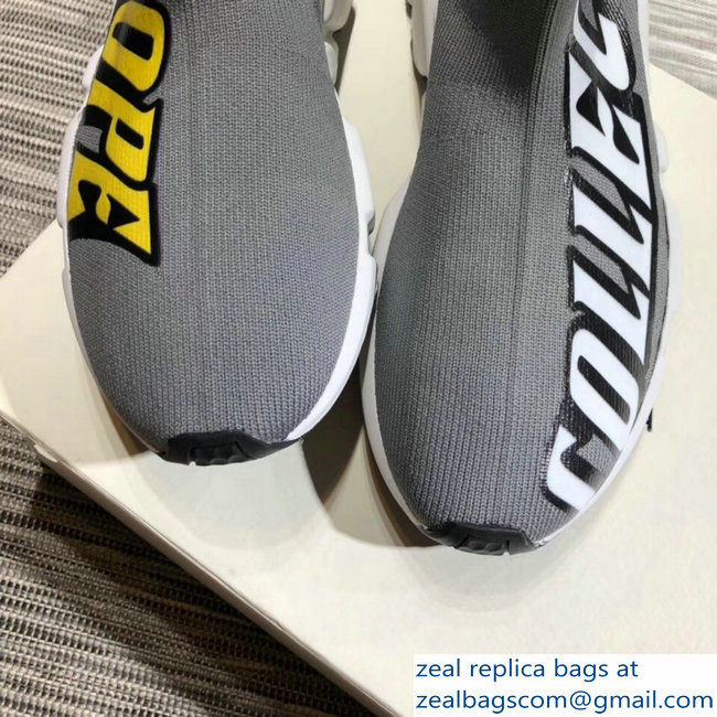 Balenciaga Knit Sock Speed Trainers Lovers Sneakers Europe Gray 2018 - Click Image to Close