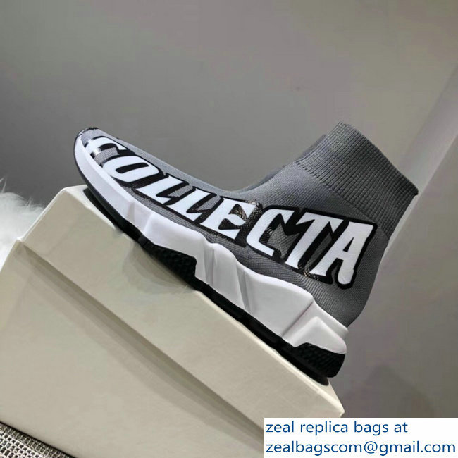 Balenciaga Knit Sock Speed Trainers Lovers Sneakers Europe Gray 2018 - Click Image to Close
