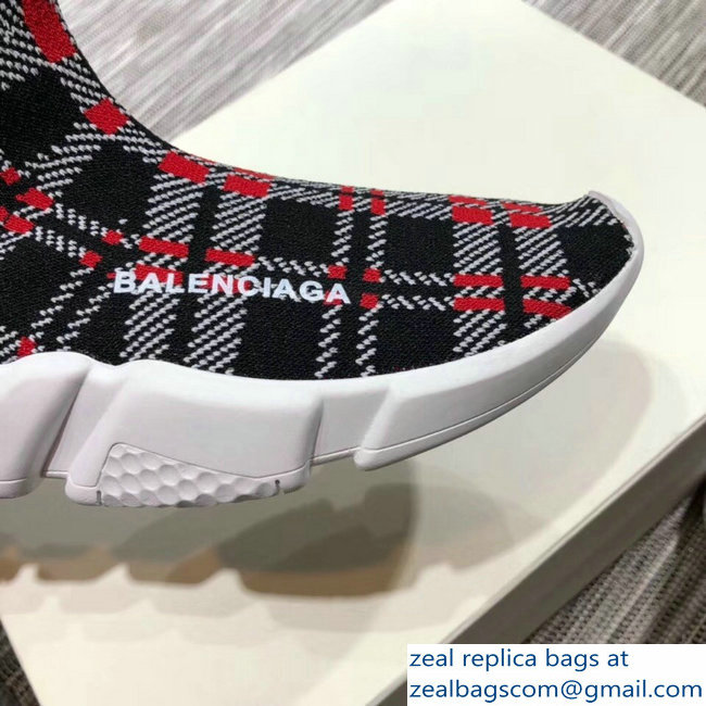 Balenciaga Knit Sock Speed Trainers Lovers Sneakers Grid Gray 2018 - Click Image to Close
