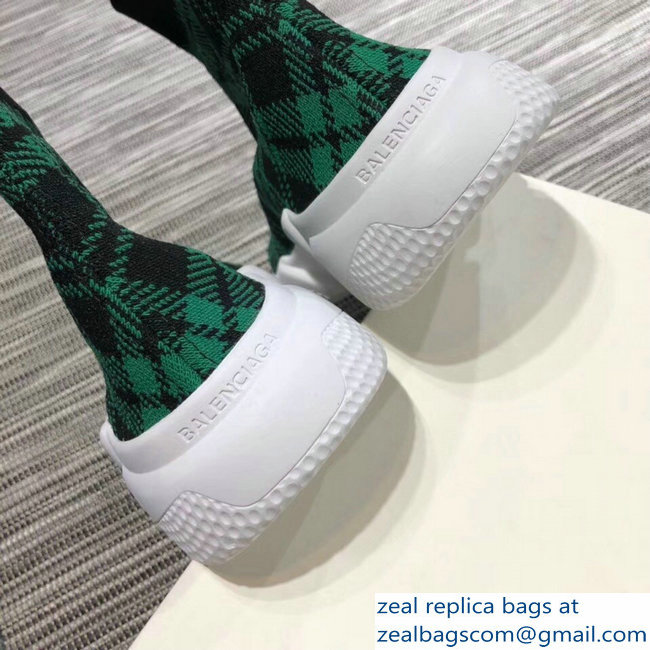 Balenciaga Knit Sock Speed Trainers Lovers Sneakers Grid Green 2018