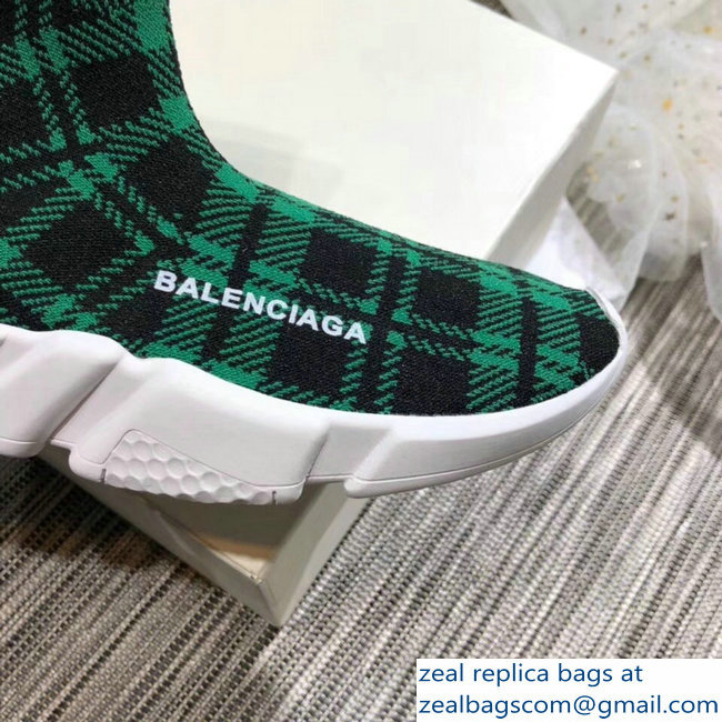 Balenciaga Knit Sock Speed Trainers Lovers Sneakers Grid Green 2018