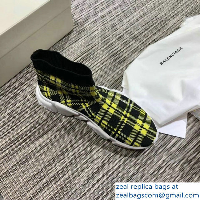 Balenciaga Knit Sock Speed Trainers Lovers Sneakers Grid Yellow 2018