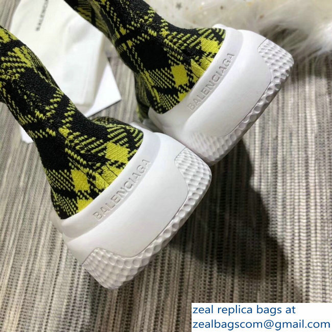 Balenciaga Knit Sock Speed Trainers Lovers Sneakers Grid Yellow 2018 - Click Image to Close