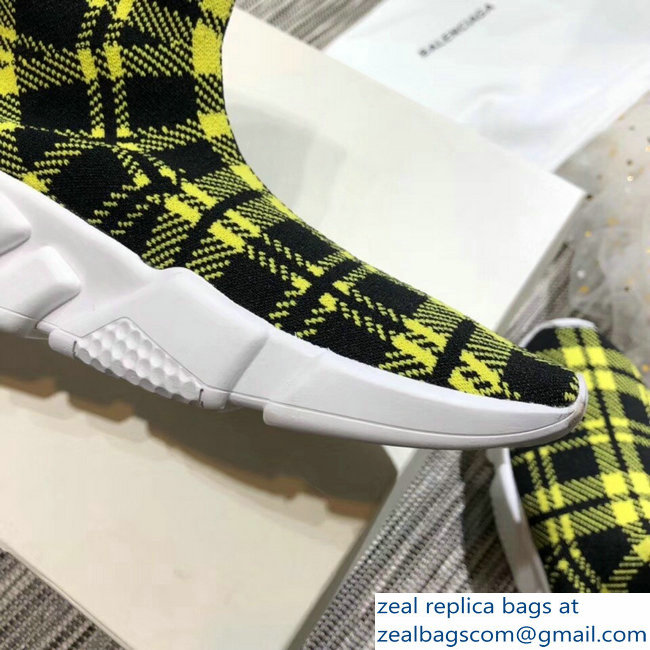 Balenciaga Knit Sock Speed Trainers Lovers Sneakers Grid Yellow 2018 - Click Image to Close