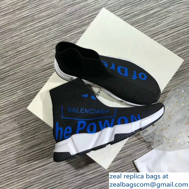 Balenciaga Knit Sock Speed Trainers Lovers Sneakers Power of Dreams Black 2018 - Click Image to Close