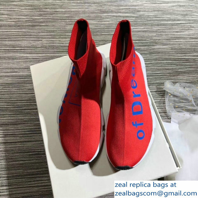 Balenciaga Knit Sock Speed Trainers Lovers Sneakers Power of Dreams Red 2018