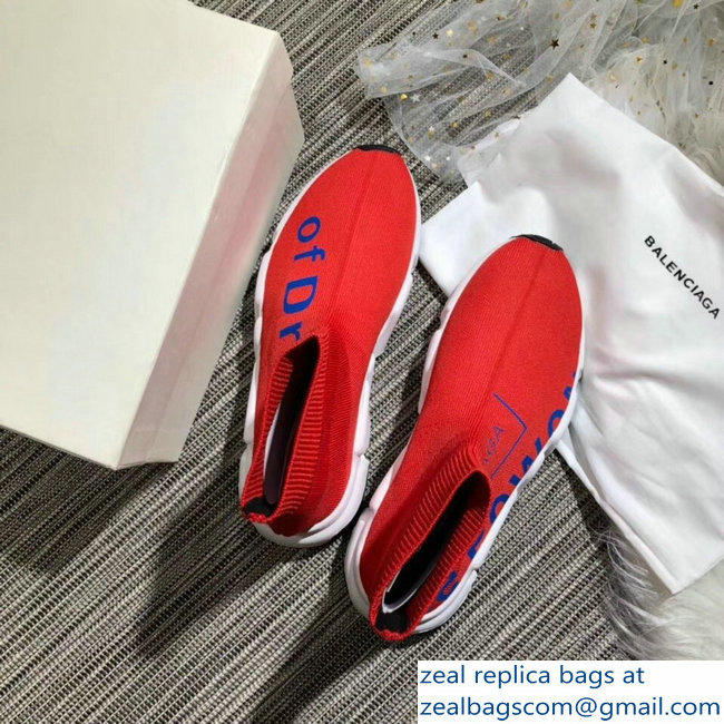 Balenciaga Knit Sock Speed Trainers Lovers Sneakers Power of Dreams Red 2018 - Click Image to Close