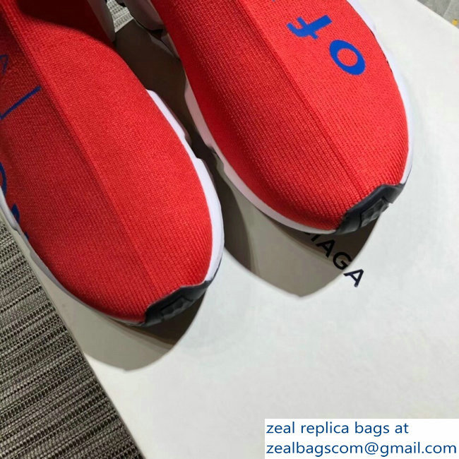 Balenciaga Knit Sock Speed Trainers Lovers Sneakers Power of Dreams Red 2018